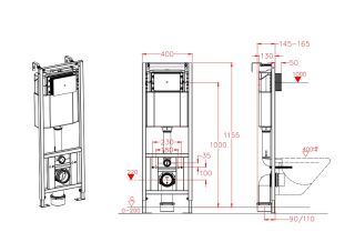 Инсталляция для подвесного унитаза DQ DI8540116 с чёрной клавишей